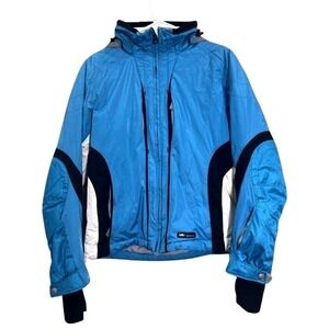 Killy‎ Ski Jacket Women 8 Blue AWT Hooded Colorblock Full Zip Winter Coat Parka